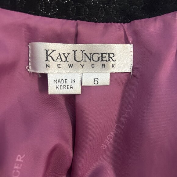 Kay Unger Black Formal Tone on Tone Fitted Blazer Size 6 - Picture 9 of 11